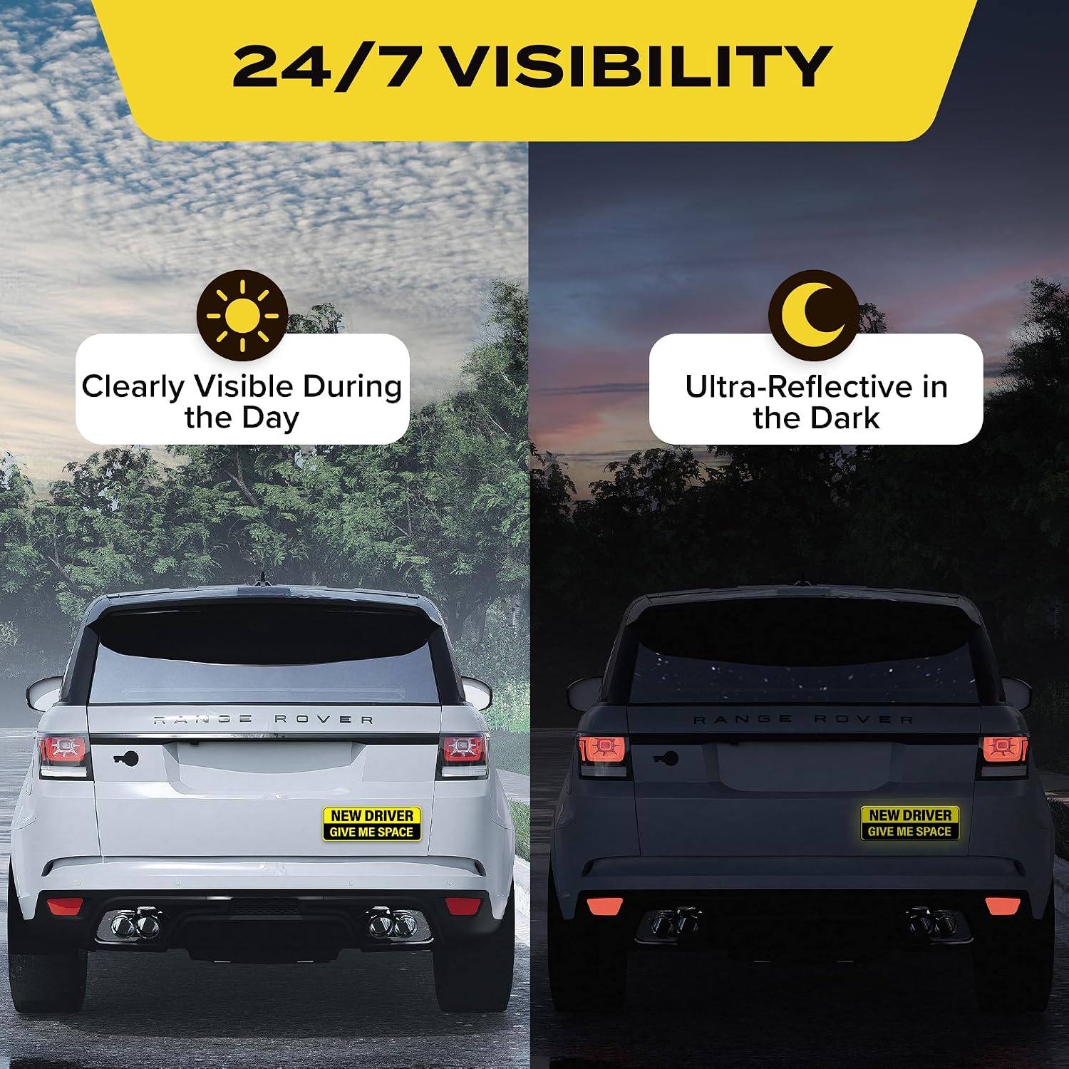 3-Pack HEY-OKEY New Student Driver Magnet for Car – Metal Only (Not for Plastic/Aluminum) – Funny Please Be Patient Reflective Magnetic Bumper Sticker – Removable Rookie Safety Signs – 10 x 3.5 in