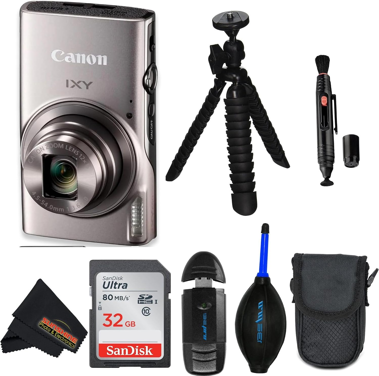 Canon Compact Digital Camera IXY 650 12x Optical Zoom IXY650 (BK) (Black) with Sunshine Photo Professional Bundle (Renewed)