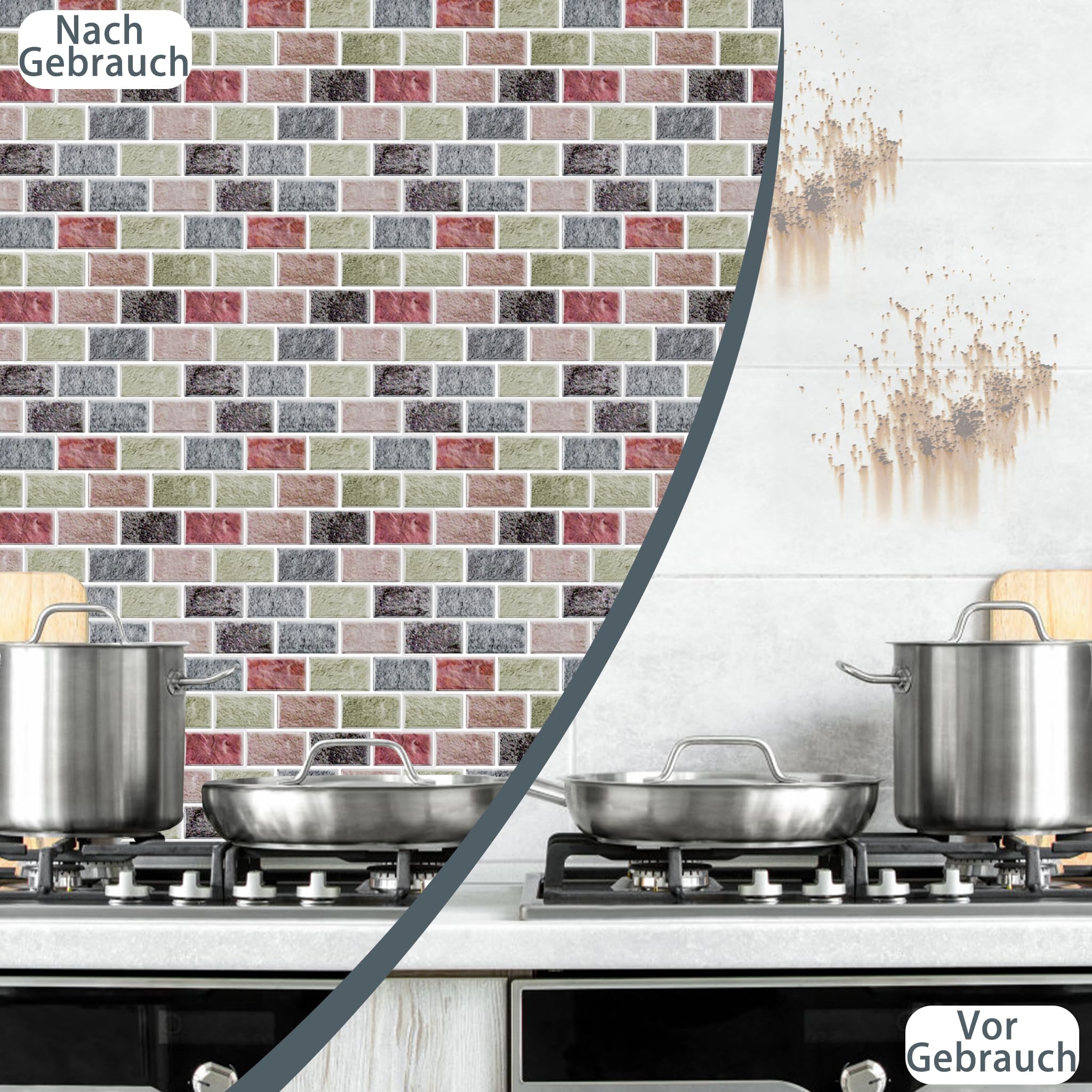 HENGMEI Adhesivos para azulejos Cocina Pegatinas 3D Autoadhesivas Película adhesiva para azulejos Adhesivo de pared para Baño Techos de cocina, 30 hojas, Tipo M