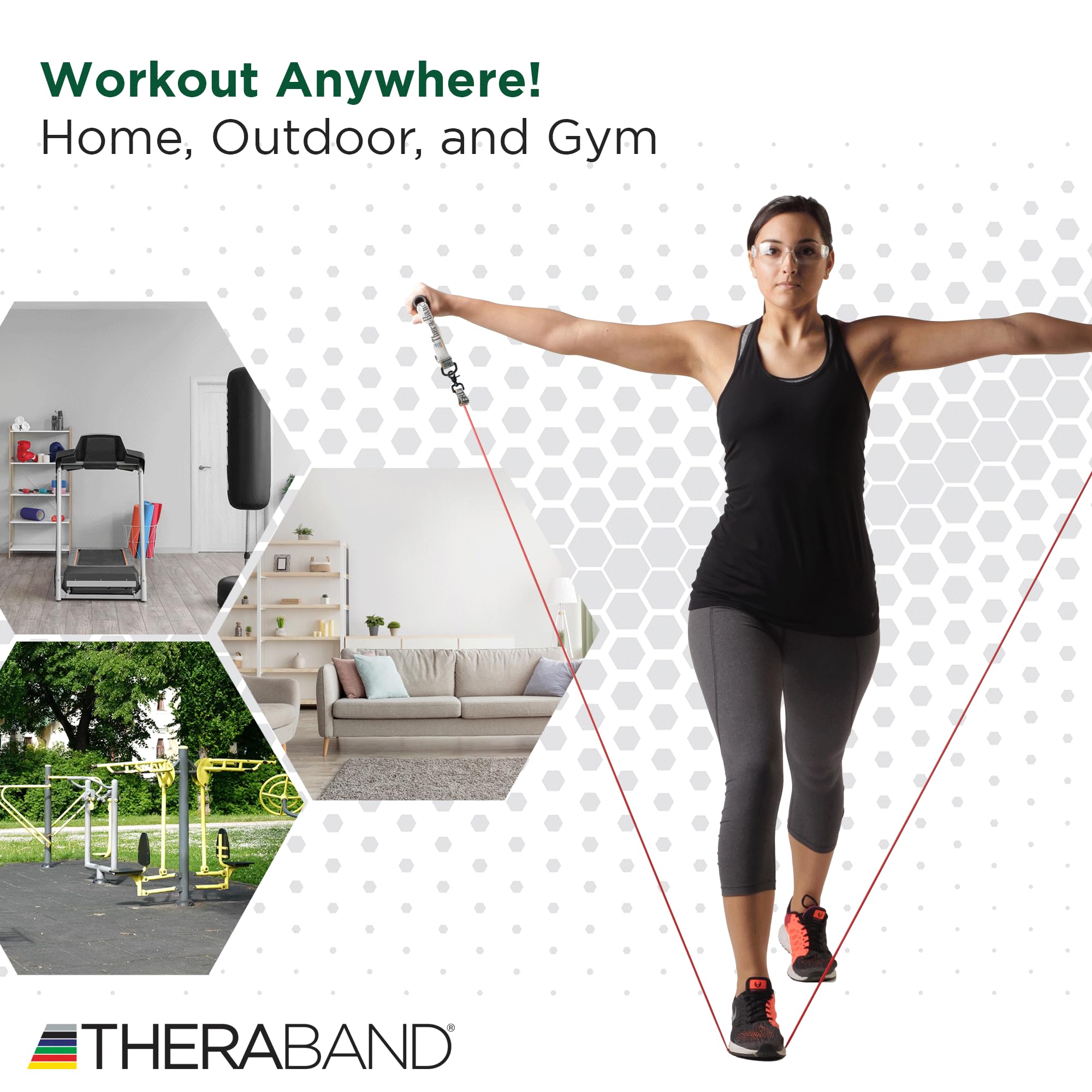 TheraBand Wellness Station Professional - Tubetti di resistenza in lattice con connettori per fisioterapia, stazione di esercizio per riabilitazione, pilates inferiori, set da 2, 24 pollici, verde, pesante, livello intermedio 1