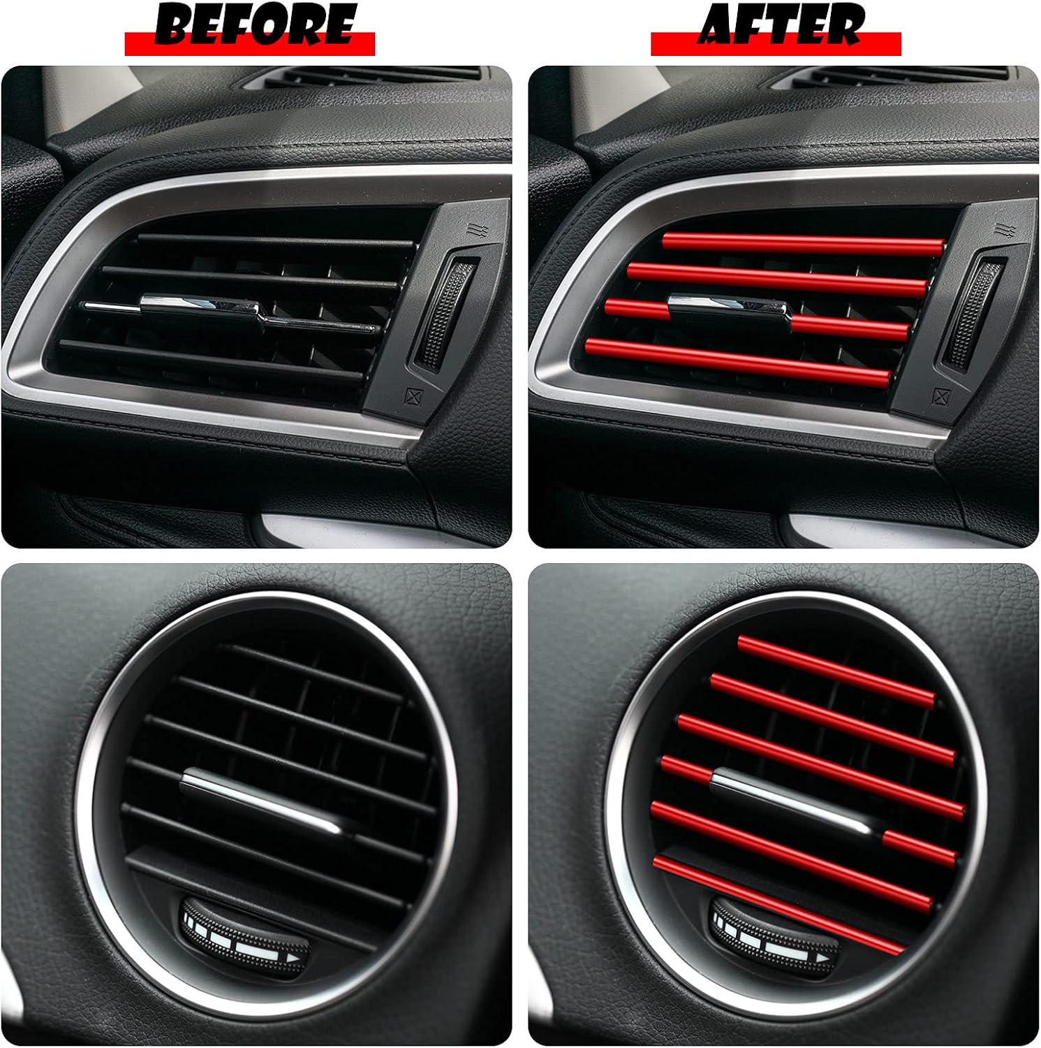 20 Pieces Car Air Conditioner Vent Outlet Decoration Strips Universal Waterproof Bendable Car Vent Outlet Trim Decoration Car Interior Accessories for Straight Air Vent Outlet (Red) image 4