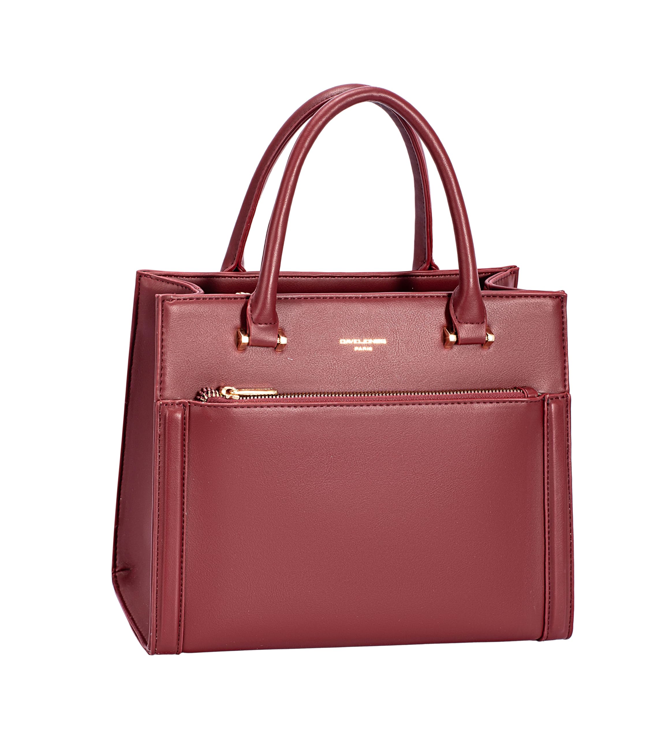 David Jones Paris - Bolso de mano para mujer y ciudad, tamaño mediano, piel sintética, doble compartimento y bolsillos de plumero – Chic Clásico elegante práctico