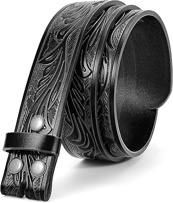 SANSTHS Western Leather Belt Without Buckle Cowboy Belts for Men Women