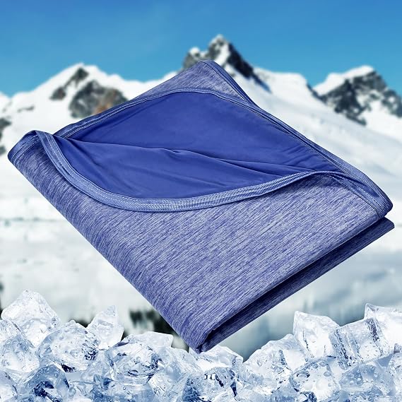 HOMFINE Cooling Blanket for Hot Sleepers Queen Size, Dark Blue 90x90