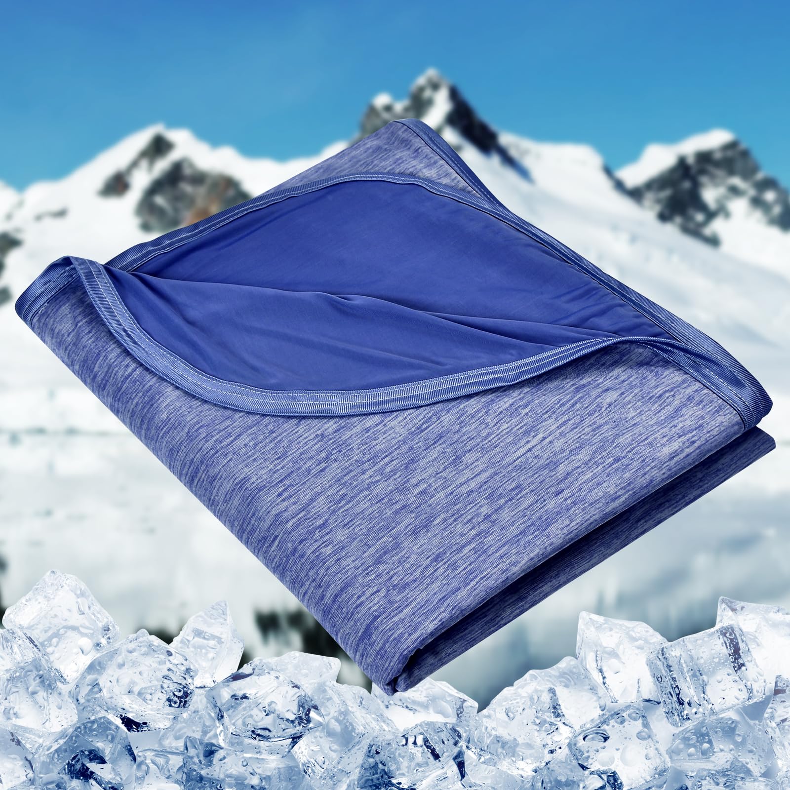 HOMFINE Cooling Blanket for Hot Sleepers Queen Size, Dark Blue 90"x90" | Dual-sided mica…