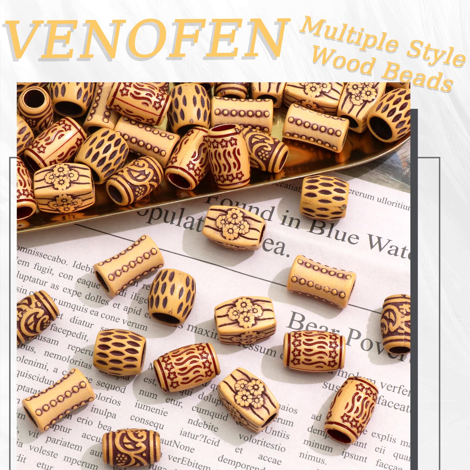 Amazon.co.jp: VENOFEN ヘアチューブビーズ 木製ドレッドロック