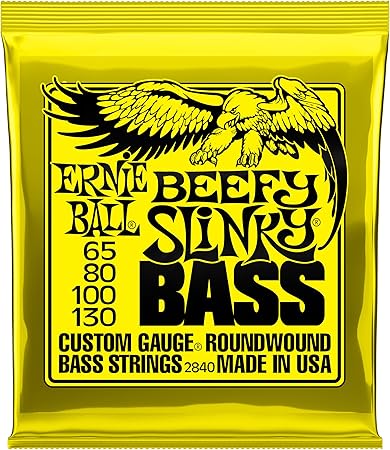 Ernie Ball Beefy Slinky Nickel Wound Bass Guitar Strings, 63-130 Gauge (P02840)