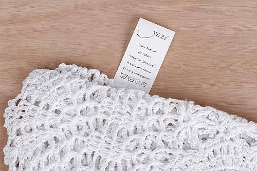 Miniatura 5 de yazi Camino de mesa de ganchillo a mano, mantel floral rústico de algodón puro, manteles ovalados para gabinete, 11.8 x 47.2 pulgadas