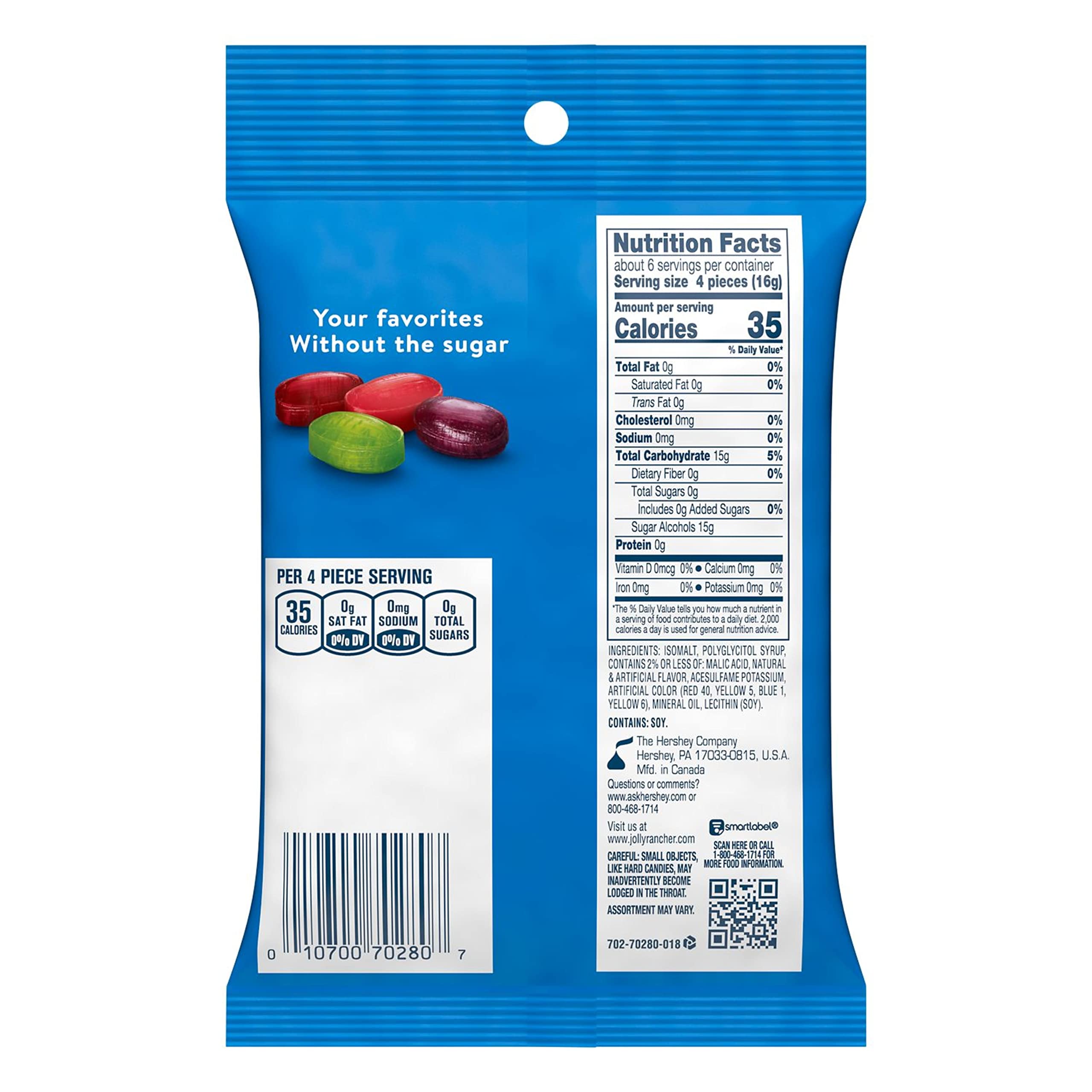 Buy JOLLY RANCHER Zero Sugar Assorted Fruit Flavored Hard Candy, Individually Wrapped, 3.6 oz