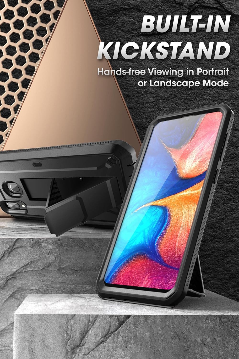 SUPCASE Unicorn Beetle Pro Series Case Designed for Samsung Galaxy A20 /A30, Full-Body Rugged Holster & Kickstand Case with Built-in Screen Protector (Black)