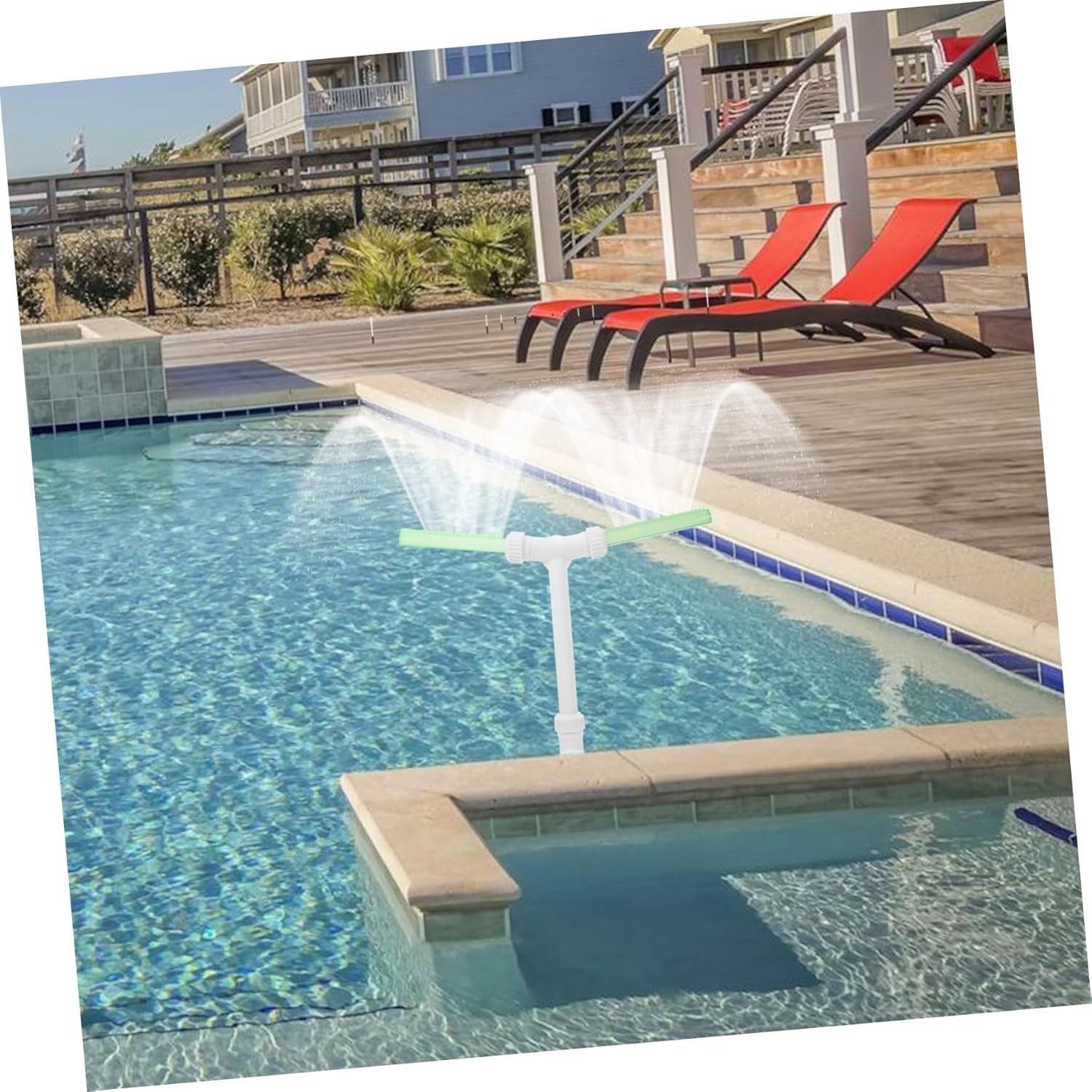 MERRYHAPY Dual- Pool Fountain Sprayer Adjustable Waterfall Cooling System for Above Ground Pools Spa Aerator Glow Dark Outdoor Water Feature