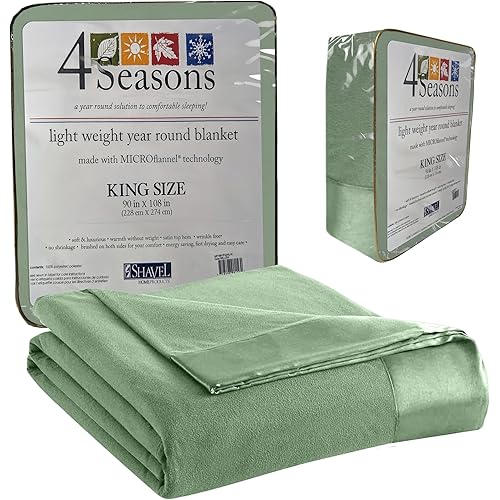 Thermee Micro Flannel King Size Blankets, Lightweight All Seasons Cozy Blanket, Throw Blankets for Home and Living Room, Comfy & Soft Blanket for Couch, Machine Wash, No Pilling - Clover