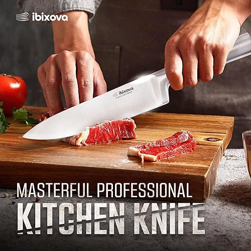 Miniatura 5 de IBIXOVA - Juego de cuchillos de cocina profesionales 2024, cuchillos de acero inoxidable de alto carbono de 15 piezas y bloque de afilado integrado,