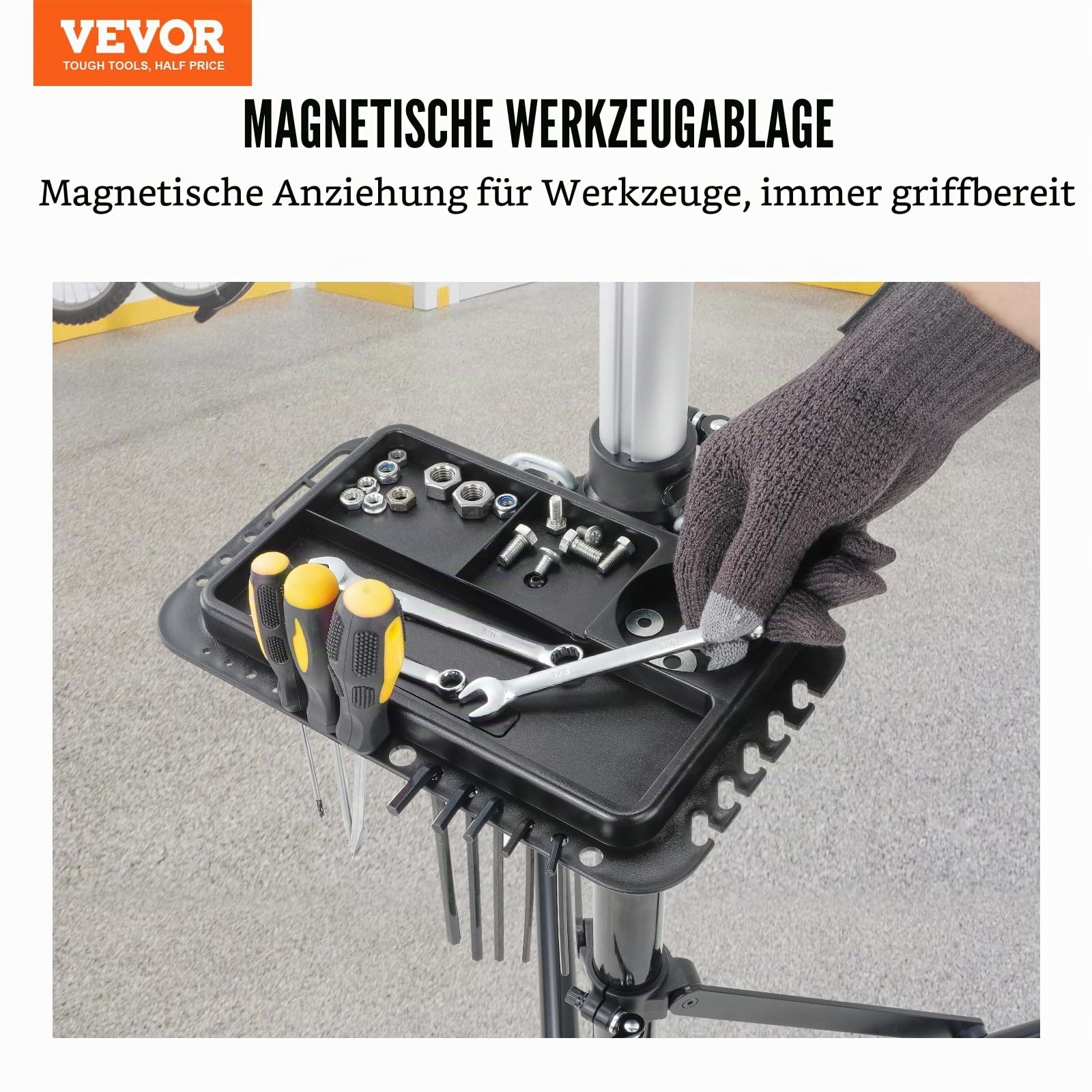 VEVOR Fahrradreparaturständer Fahrradmontageständer, Reparaturständer Aluminium für Fahrräder, Schwerlast-Montageständer 30 kg, 102-160 cm Höhenverstellbarer Fahrradständer mit 360° Drehbar Klemmkopf
