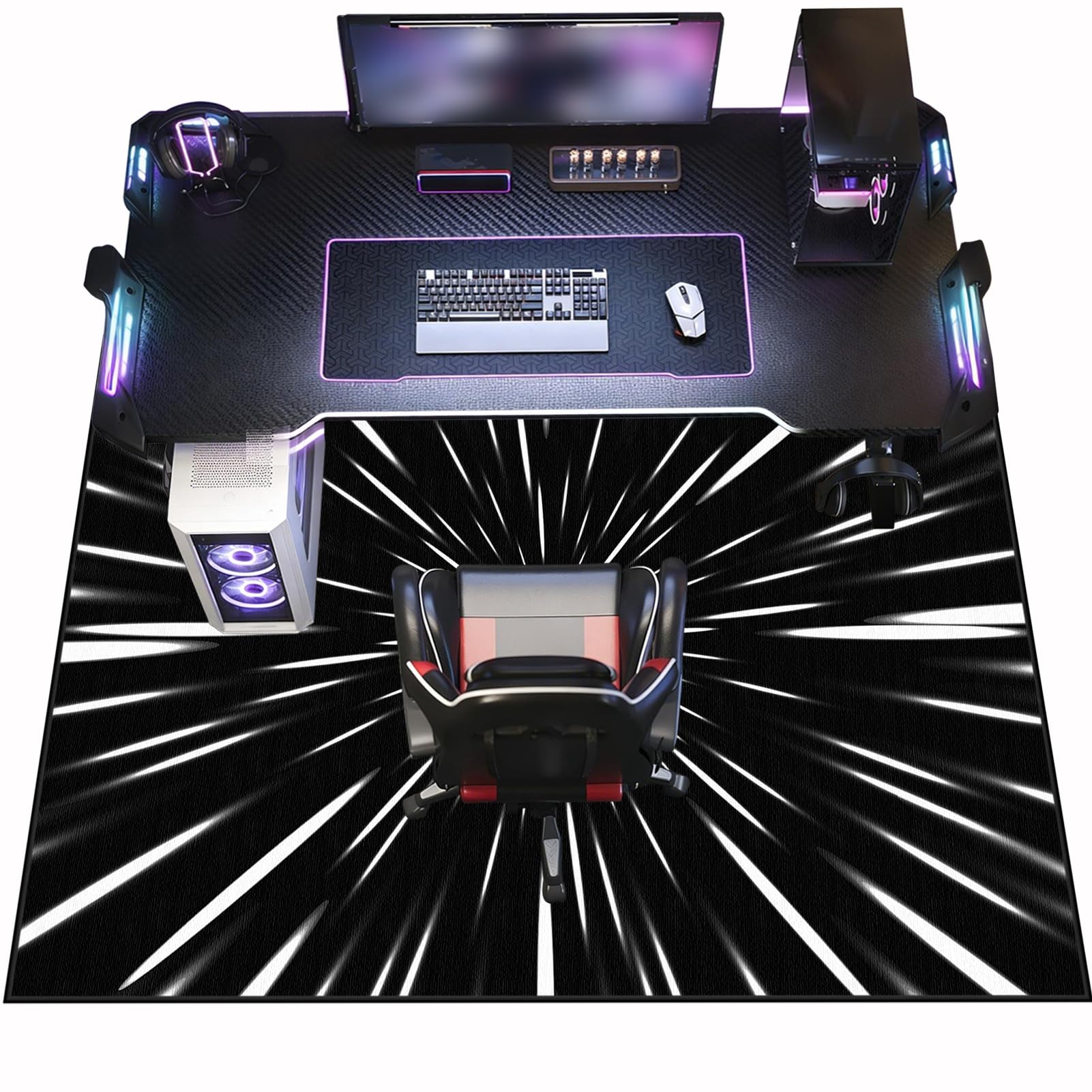 Office Gaming Chair Mats for Carpeted and Hardwood Floor, 130 x 150 cm Heavy Duty Floor Mat for Office Chair Anti-skidding, Carpet Protector Chair Mat for Home and Office, Computer Gaming Chair Mat