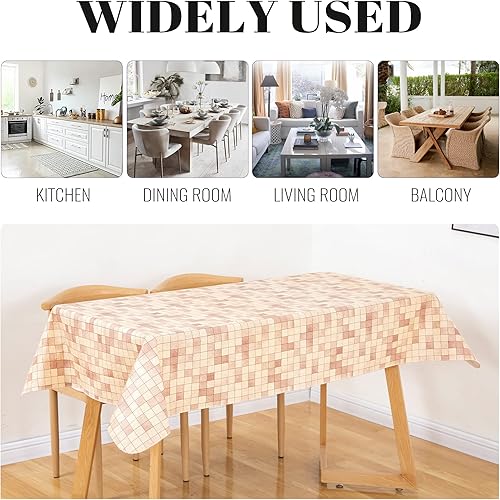 Vista 82 de FIFTY FEET Mantel rectangular de 70 x 52 pulgadas, mantel de vinilo con respaldo de franela para mesas rectangulares impermeable, cubierta de mesa