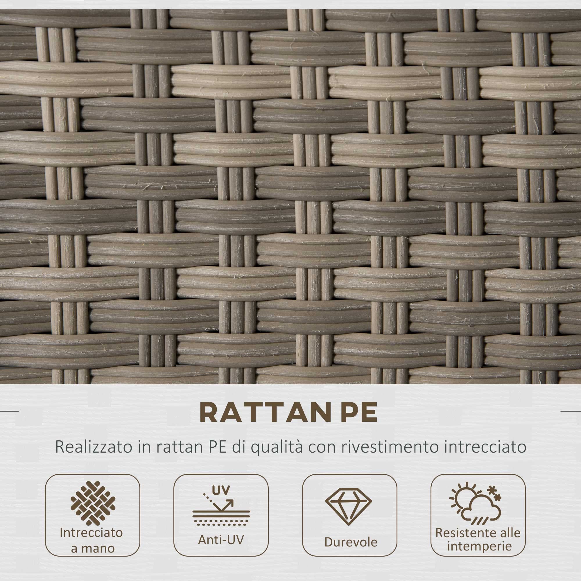 Outsunny Set Mobile da Giardino 6 Pezzi in Rattan PE, Salotto con Divano 3 Posti, 2 Poltrone, 2 Sgabelli e Tavolo, Cuscini Sfoderabili, Grigio