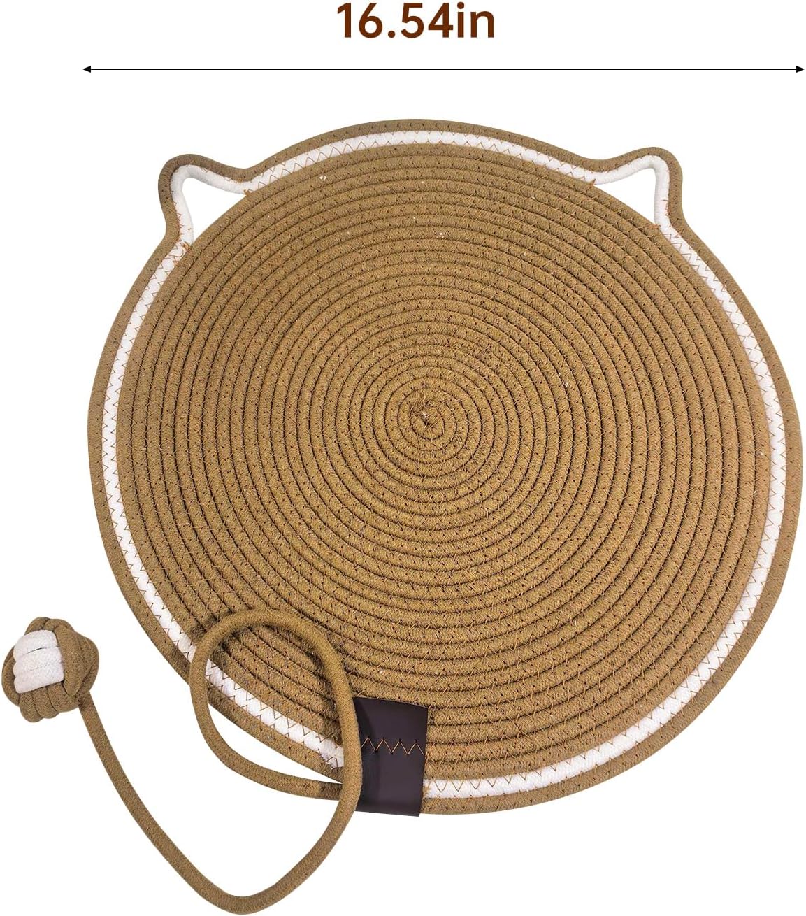 Cat Scratcher Mat, Natural Cotton Rope Cat Scratch Pad, 16.54'' Round Horizontal Floor Cat Scratching Pads for Indoor Cats, Cat Furniture Protector for Wall, Couch, Carpets, Sofas (White, Large)
