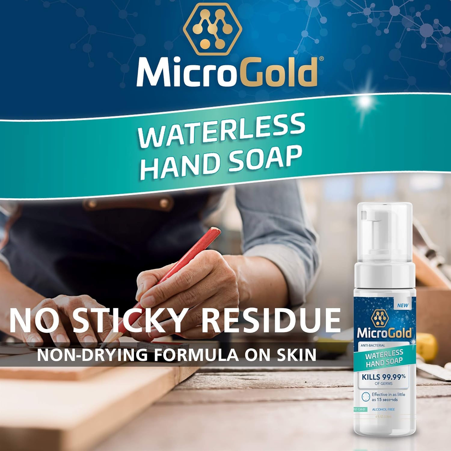 MicroGold Alcohol Free Hand Sanitizer and Waterless Foaming Soap Kills 99.9% of Germs, Made in the USA, 4 Fl Oz (24)