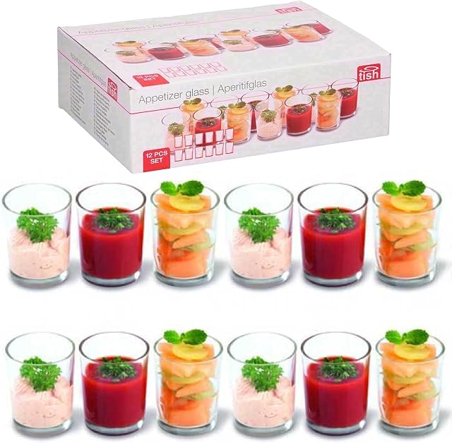 12 Pieces Appetizer Glass Set Mini Dish Shot Cups Verrines Dessert Party Glasses