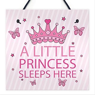 RED OCEAN Princess Sleeps Hanging Wall Door Plaque Nursery B