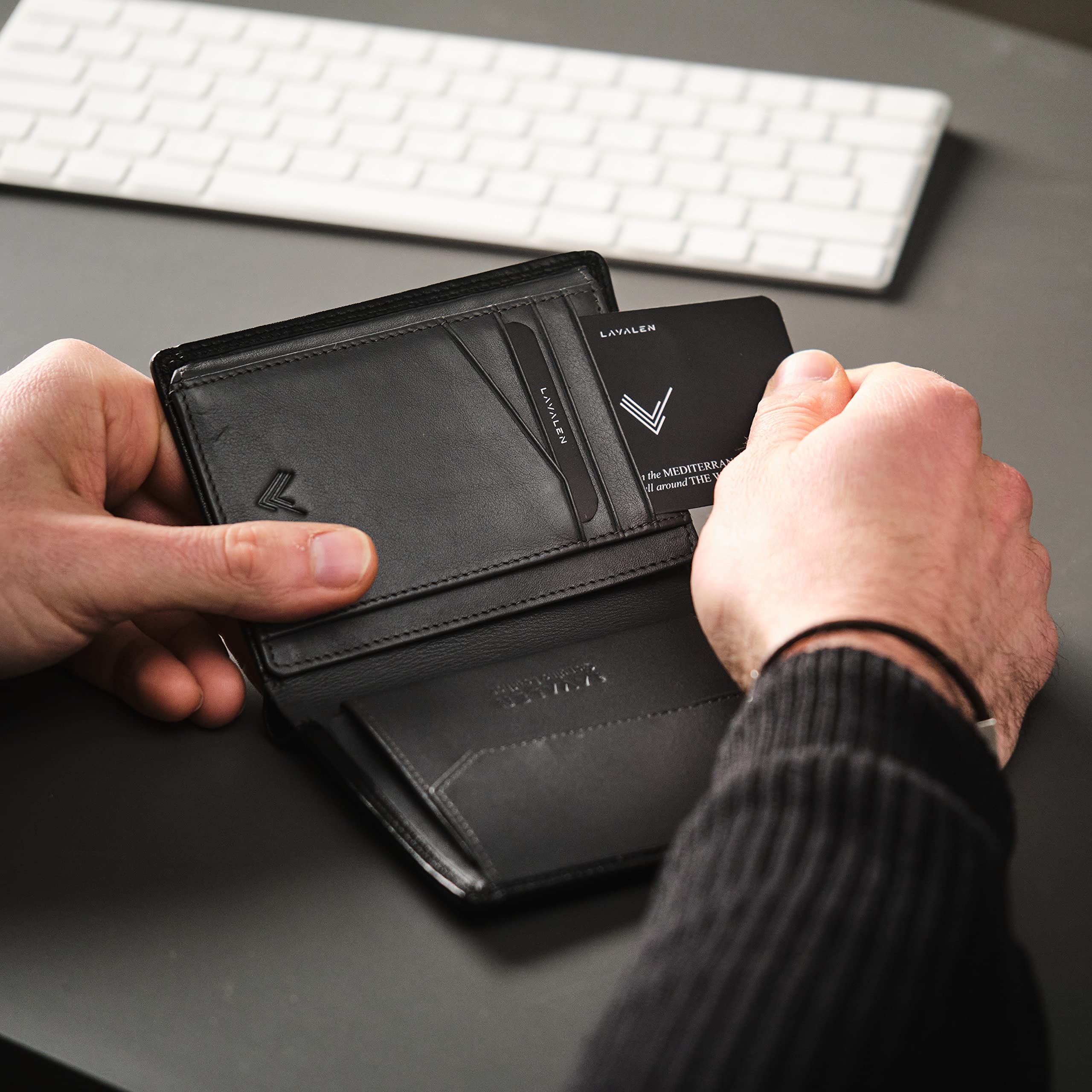 Portefeuille Homme Cuir Veritable - Portefeuilles et Porte-Cartes - Porte Carte avec RFID - Porte Monnaie Homme Cuir Grande Capacite - Portecarte Bancaire Verticale - Idee Cadeau Original.