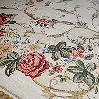 Vista 4 de Ukeler - Alfombra rústica con diseño floral para sala, dormitorio, comedor, Rústico, Rosa (Country Rose)