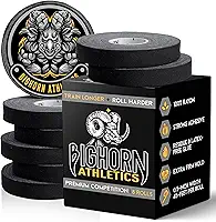 Bighorn Athletics Fita de dedo de Jiu-Jitsu de competição premium, 8 rolos, material 50% mais forte, livre de resíduos (0,5 polegadas, preto)
