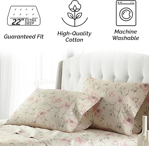 Miniatura 108 de Southshore Fine Living, Inc., Juego de sábanas de 4 piezas, 100% algodón, tamaño Queen, sábanas de 300 hilos con bolsillo extra profundo, sábana 10