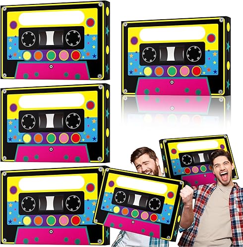 4 cajas de recuerdos de fiesta de los años 80 y 90 de 15.75 x 9.84 pulgadas, cajas grandes de cassette para fiesta, cinta de casete boom, decoración
