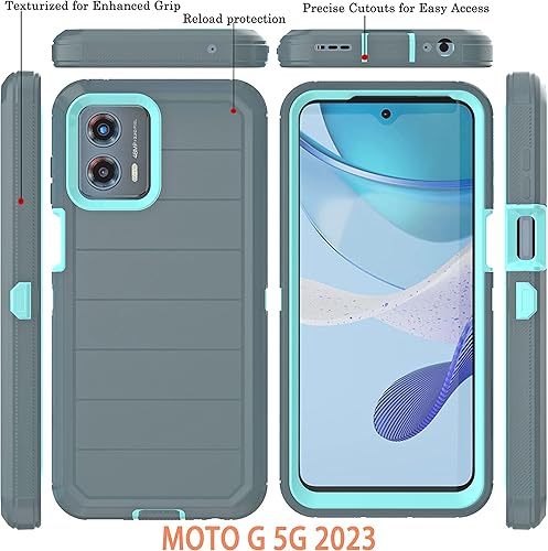 Miniatura 2 de Funda para Moto G 5G 2023 (sin protector de pantalla) con funda duradera de 3 capas a prueba de caídas, a prueba de golpes, funda de goma sólida