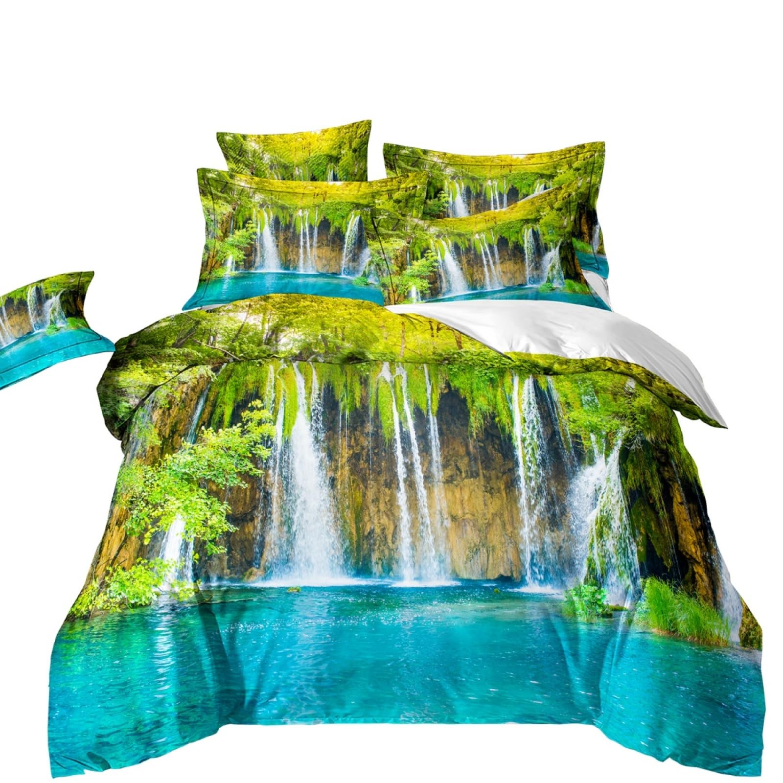 Double Duvet Set Lake Blue Leaves Bedding Double Bed Set Duvet Cover Sets