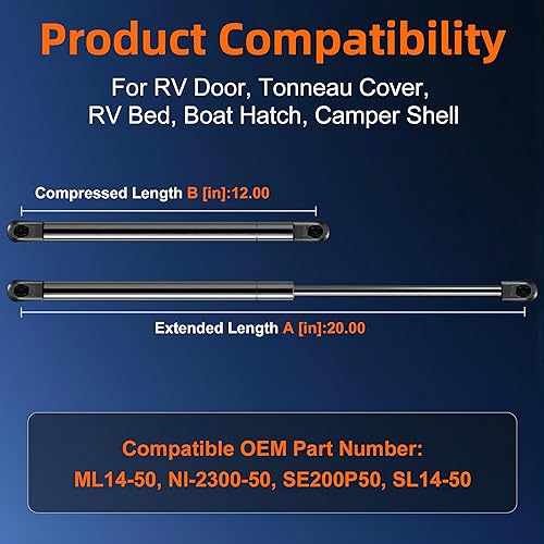 Miniatura 36 de Cantidad (2) SX172P10 soporte de elevación de amortiguador de gas de 17 pulgadas, 10 lb/44N, para tapa de caja de herramientas, puerta