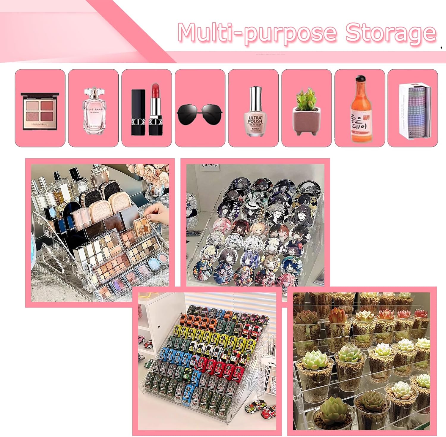 7-Tier Nail Polish Organizer Rack, 2 Pack Storage Holder Stand for Sunglass Organizer, Greeting Card, Postcard Storage Shelf