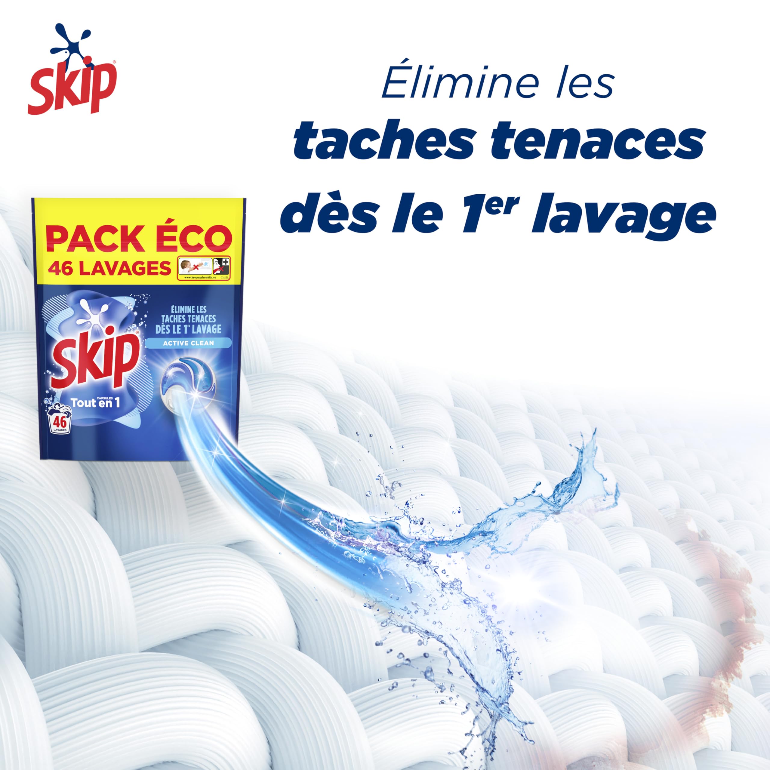 Lot De 4 Boîtes Skip Capsules Tout En 1 Active Clean – 60 Lavages Au Total, Neuf