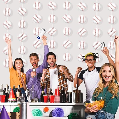 Miniatura 6 de Faccito 12 pancartas de fiesta de béisbol para fiestas temáticas deportivas, decoraciones colgantes, guirnalda de papel de béisbol para niños,