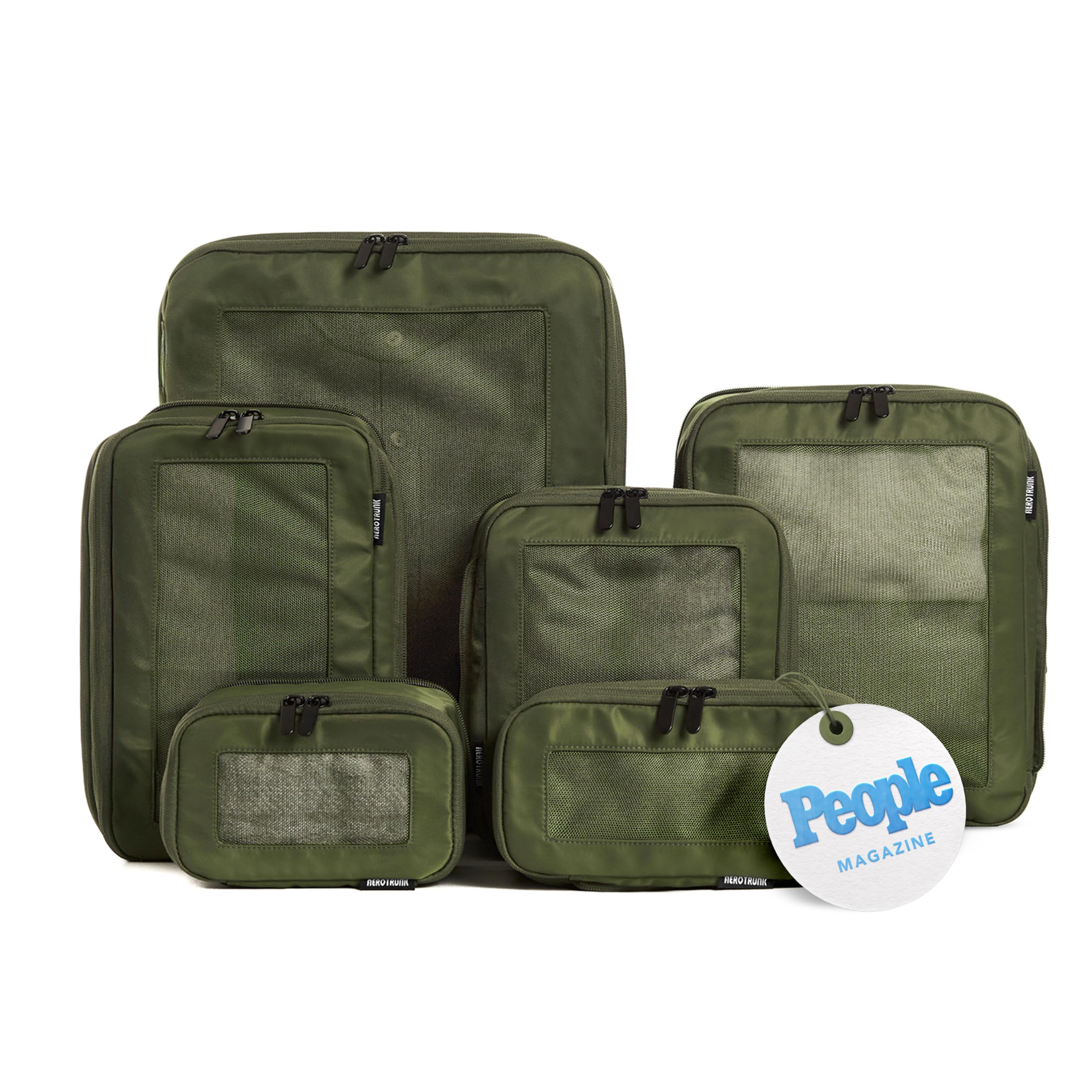 Aerotrunk Compression Packing Cubes for Travel, 6-Pack, Olive