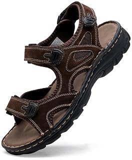 Jousen Men's Leather Hiking Sandals with Arch Support