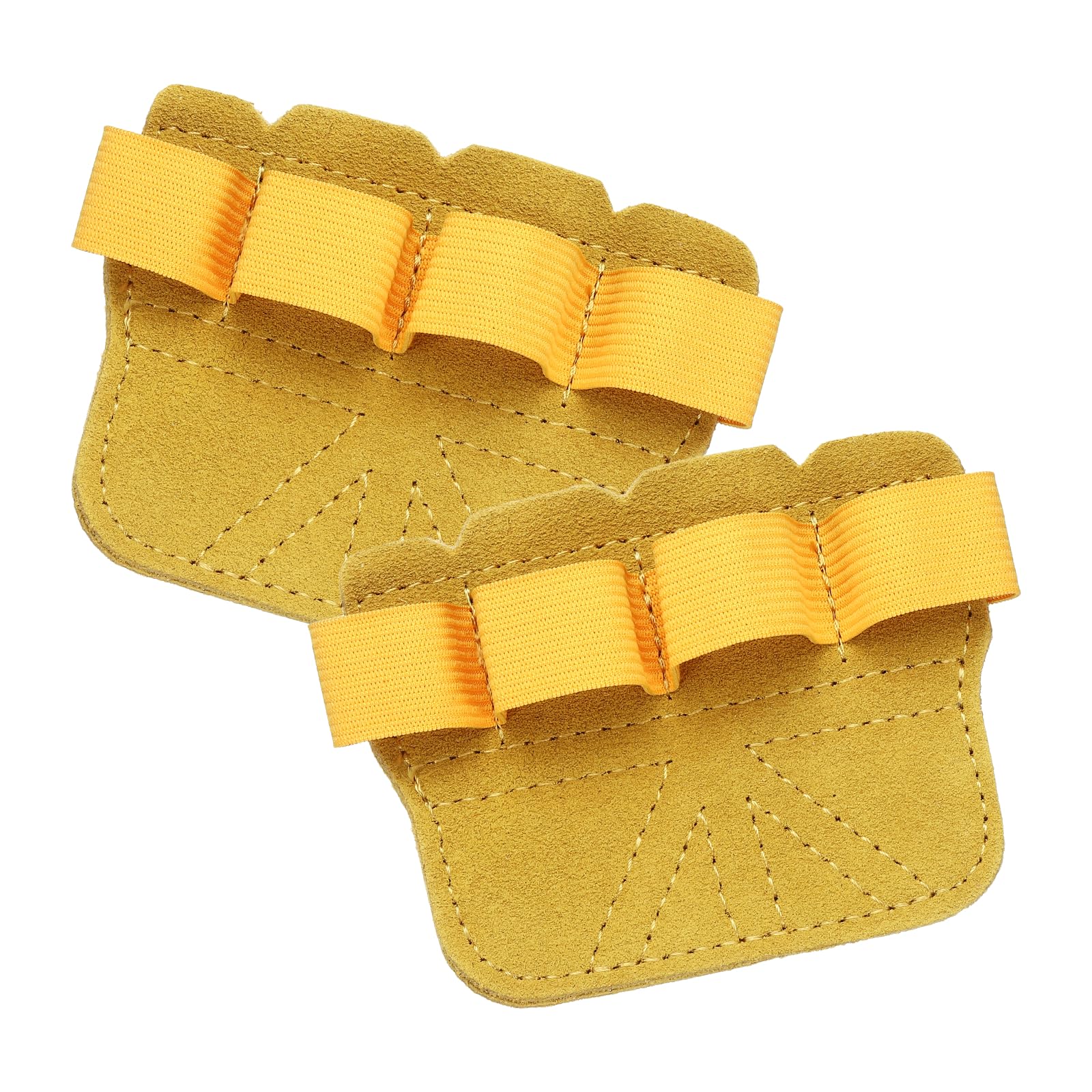 YELARXI Anti-Slip Workout Grip Pads, Lifting Grips Pads Weight Gloves for Men Women,2 Pack & Cowhide & Yellow - Fitting for (Weightlifting/Deadlift/Pull-Up/Gym Training/Yoga)