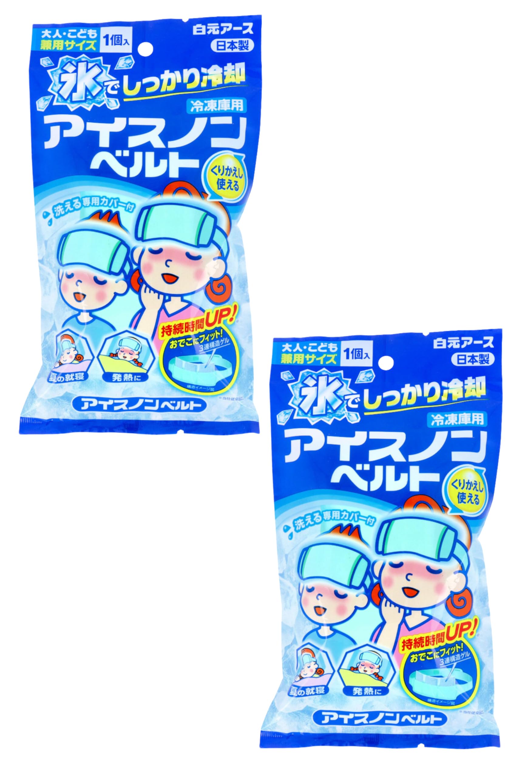 Amazon.co.jp: アイスノンベルト おでこ用 大人 こども 兼用 繰り返し 