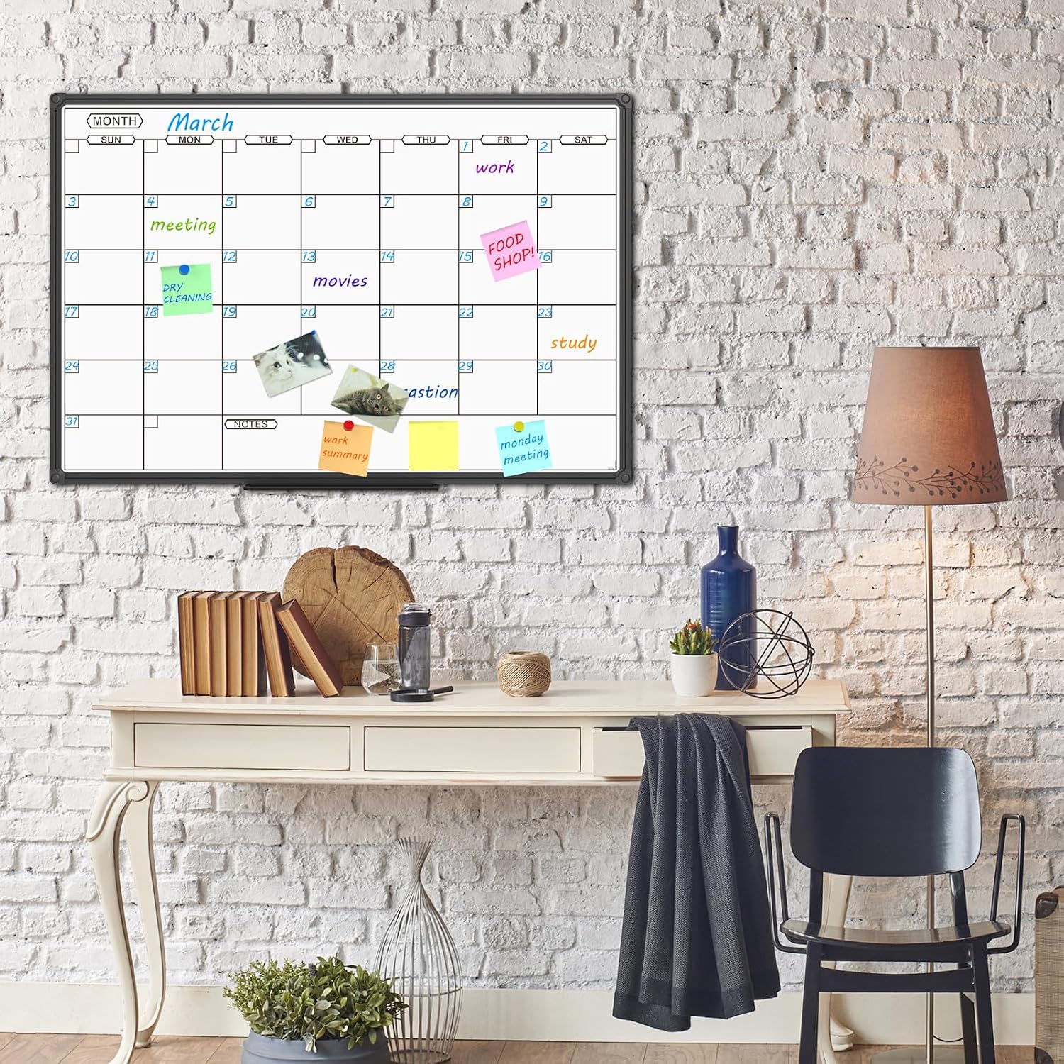 JILoffice Dry Erase Calendar Whiteboard - Magnetic White Board Calendar Monthly 36 X 24 Inch, Black Aluminum Frame Wall Mounted Board for Office Home and School image 5