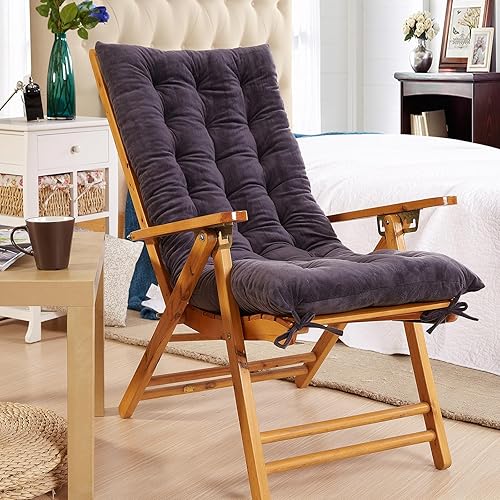 Miniatura 8 de Cojín para silla mecedora con lazos, cojines gruesos para silla del hogar y la cocina, respaldo interior y cojín de asiento para silla de