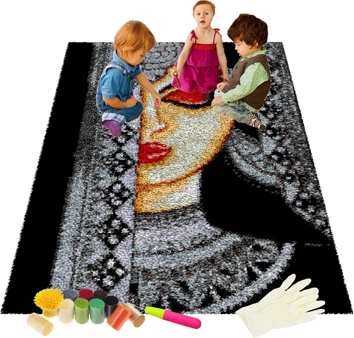 DIY Knüpfteppich Set 61x87cm - Kreativ-Set Für Erwachsene Mit Allem Zubehör
