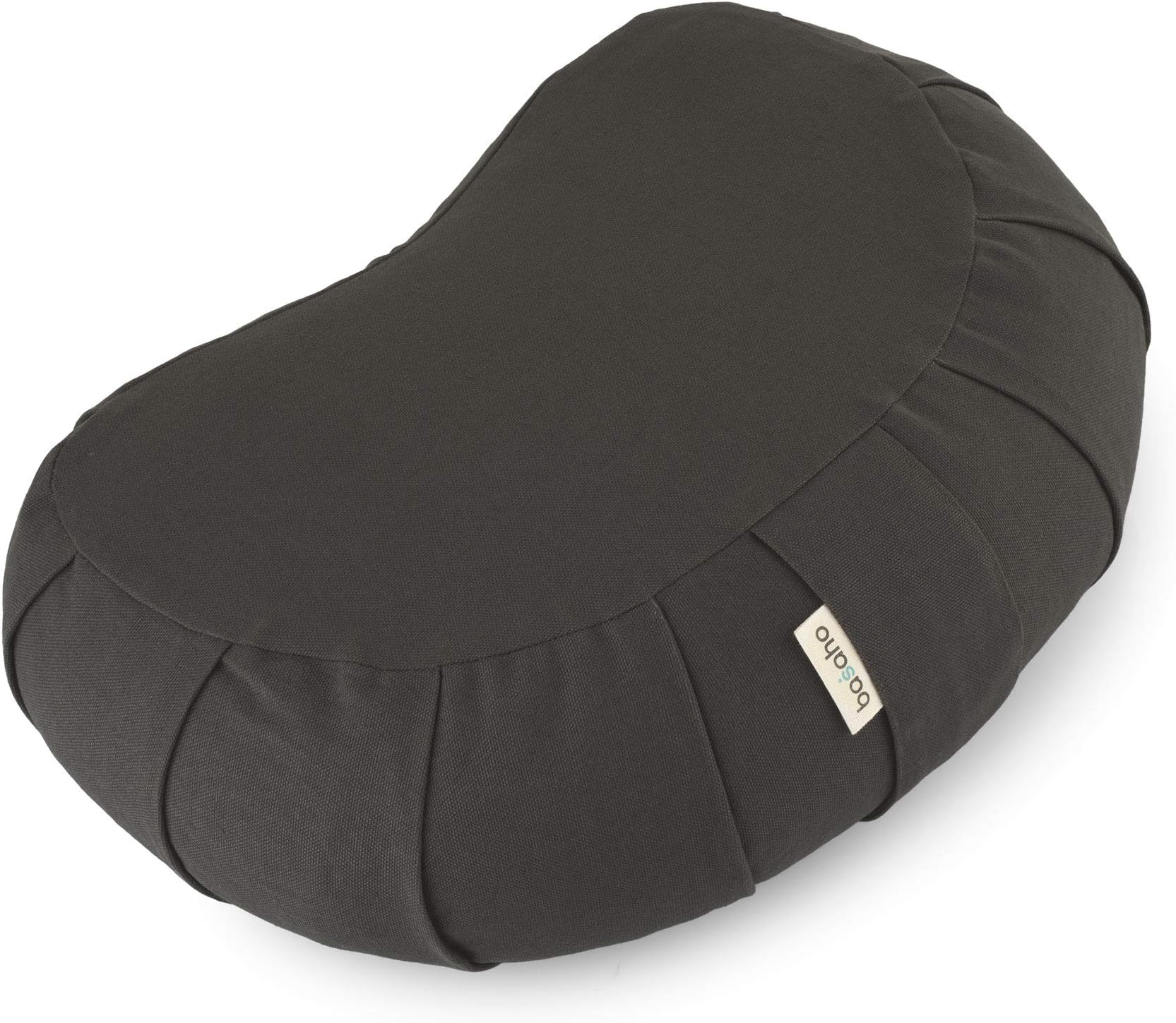 Basaho CRESCENT Zafu Meditation Cushion | Organic Cotton | Buckwheat Hulls | Removable Washable Cover