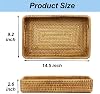 Bandeja de Servicio Rectangular de Ratán con Asas, Mediana | Bandeja de 14.5 x 9.2 x 2.6 Pulgadas, para Café y Té, Exhibidor de Pan y Frutas, Bandeja para Otomán, Decoración Natural Tejida 5