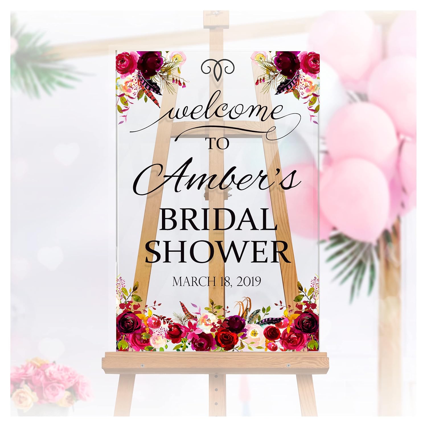 Amazon Com Marsala Floral Bridal Shower Sign Size 24x18 36x24 And 48x36 Bachelorette Party Welcome Poster Bridal Shower Banners And Signs Wedding Reception Decorations Bridal Gifts Personalized Photo Props Handmade