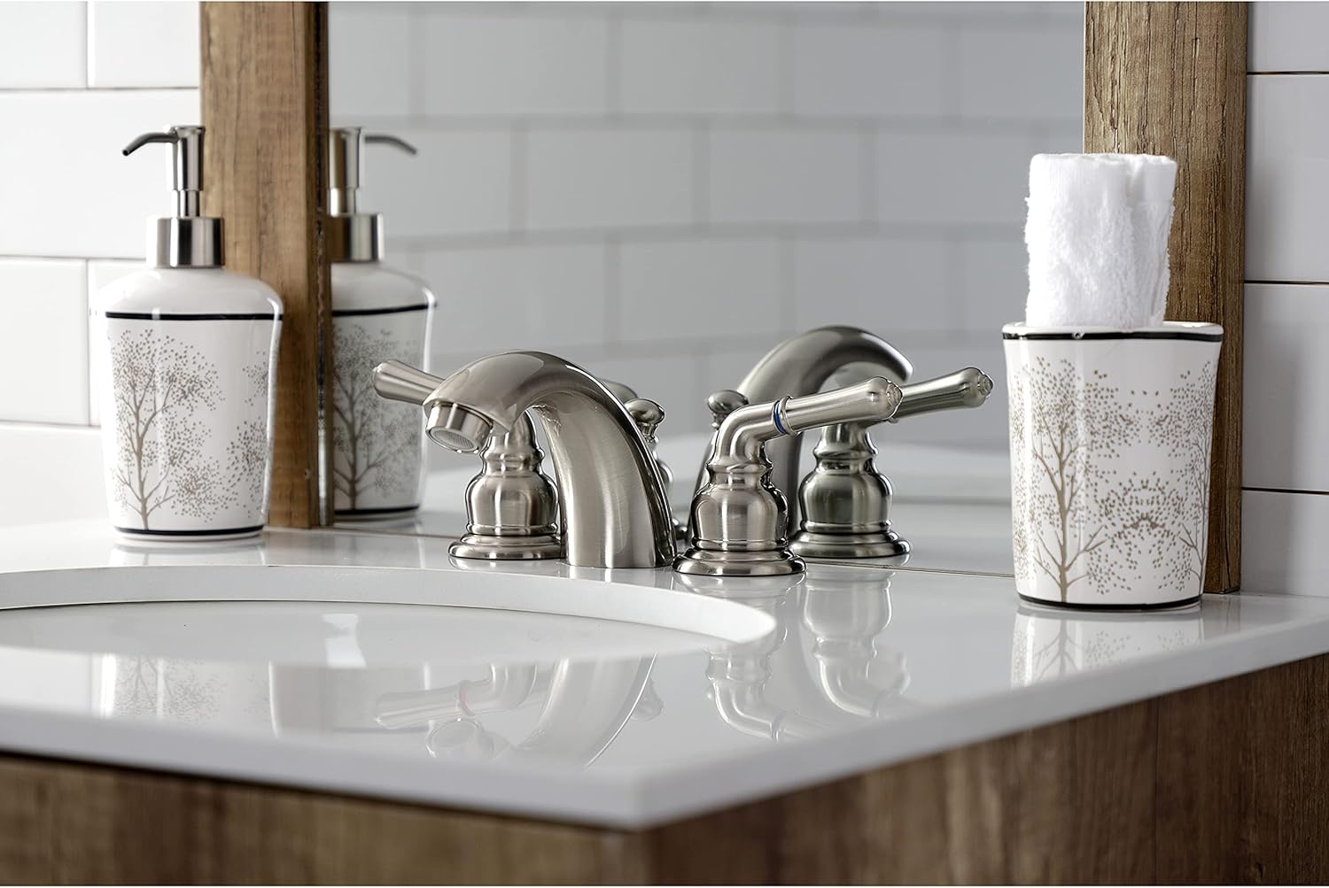 Kingston Brass KB958B Victorian Mini-Widespread Bathroom Faucet, 4.5 x 3.5 x 2.06, Brushed Nickel