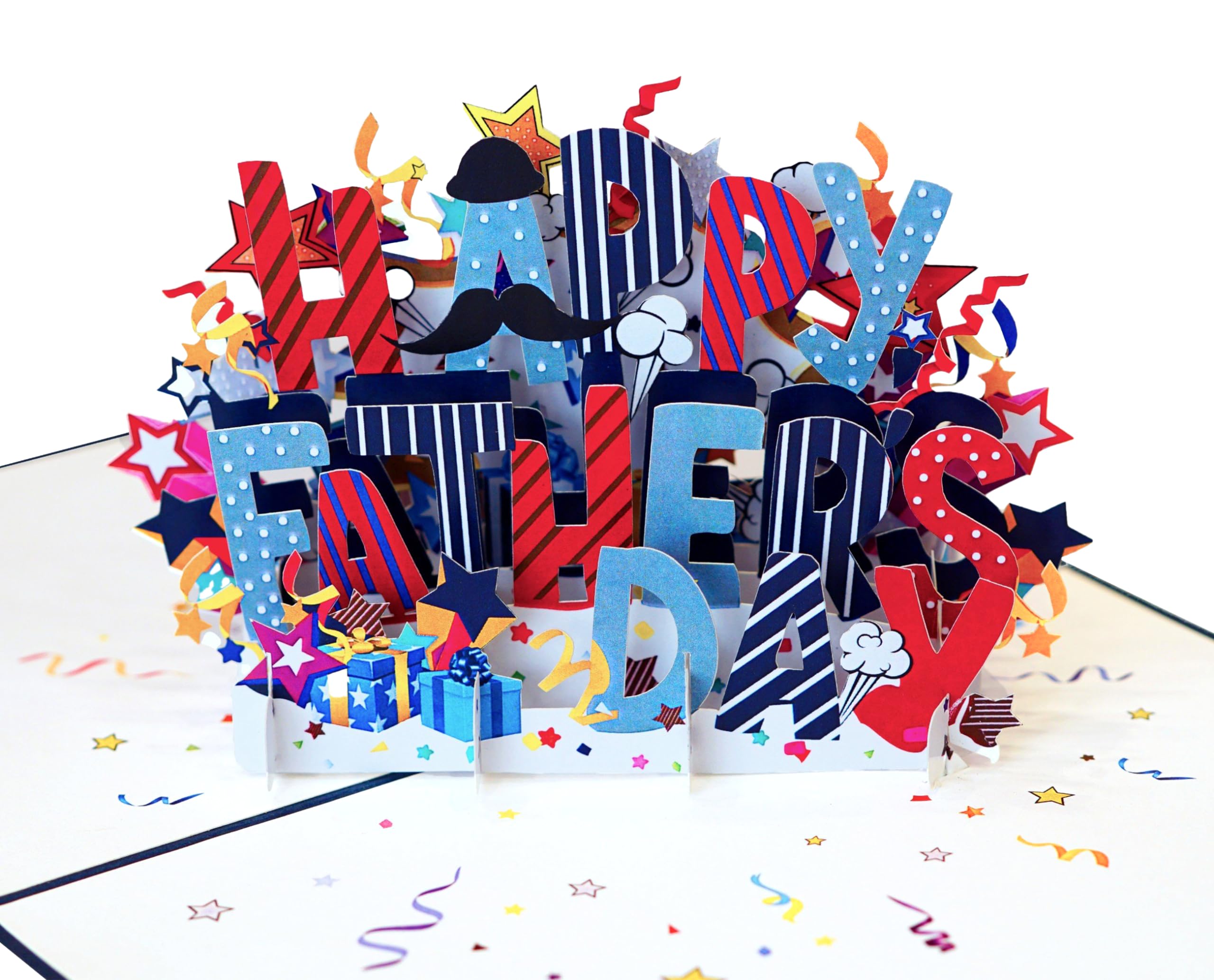 PQ Bees Text Happy Fathers Day Cards, Dad Birthday Cards, 3D Gift Card for Him, Husband, Brother, Son, Grandad, Birthday Card for Men (Size 6x8 in –