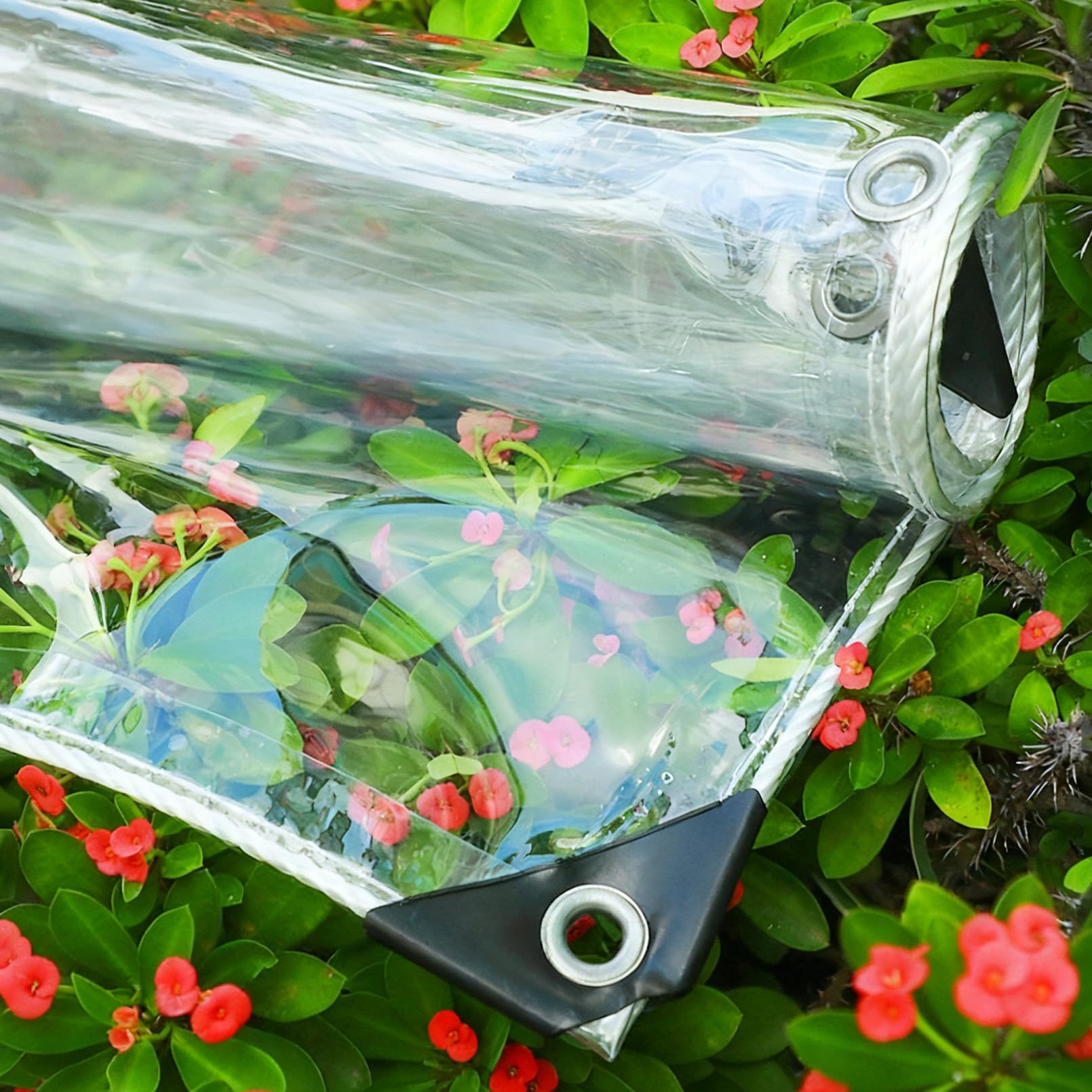 Lona impermeable transparente que evita daños por heladas y viento en jardines