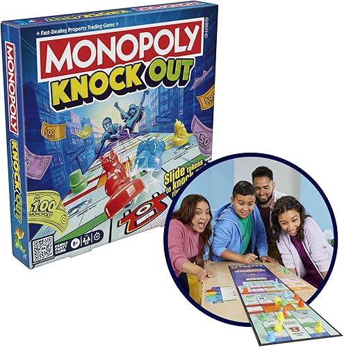 Miniatura 7 de Monopoly Juego de fiesta familiar Knockout para niños, adolescentes y adultos  A partir de 8 años  2 a 8 jugadores  20 minutos promedio  Juegos de